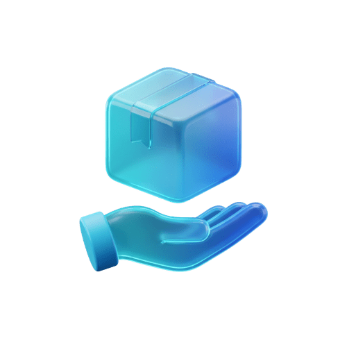 Product package on an open hand icon representing creative concepting for Amazon listings