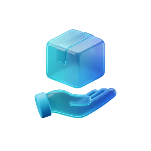 Product package on an open hand icon representing creative concepting for Amazon listings
